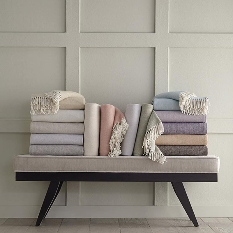 Sferra Celine Herringbone, 100% Cotton Throw Blanket - Tin - Image 3